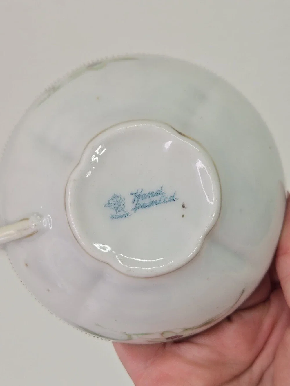 Antique Nippon Moriage Teacup‎ Saucer Set Hand Painted Cherry Blossom Mark 1910s